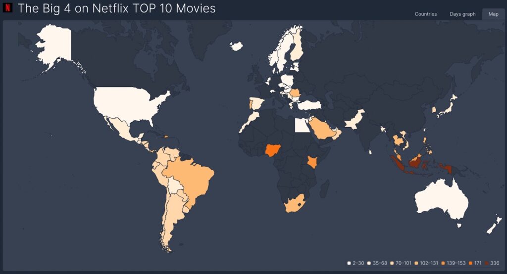 The Map of The Big 4 Netflix Southeast Asia, Netflix Indonesia